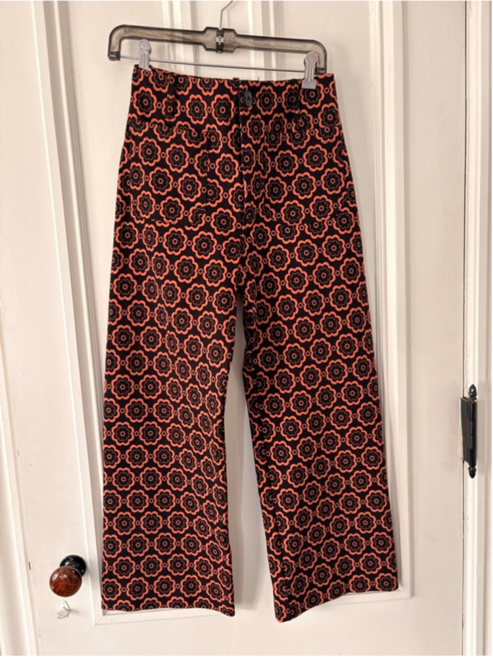 Maeve by Anthropologie retro Black Orange Floral The Colette pants 27 - Picture 1 of 4
